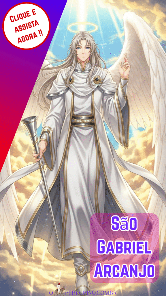 São Gabriel Arcanjo com semblante sereno em estilo anime